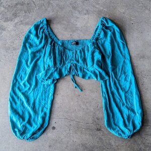 Majorelle Solare Top in Ocean Blue Cropped Long Sleeve Revolve small